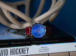 MONTAUK CHRONO women's watch on magazine — styled detail photo