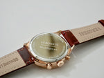 MANHATTAN CHRONO men's watch, side profile — rose gold case with brown leather strap